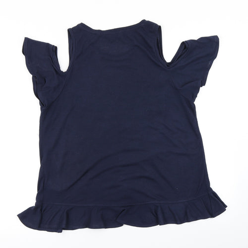 NEXT Womens Blue   Basic T-Shirt Size 14  - Cold Shoulder