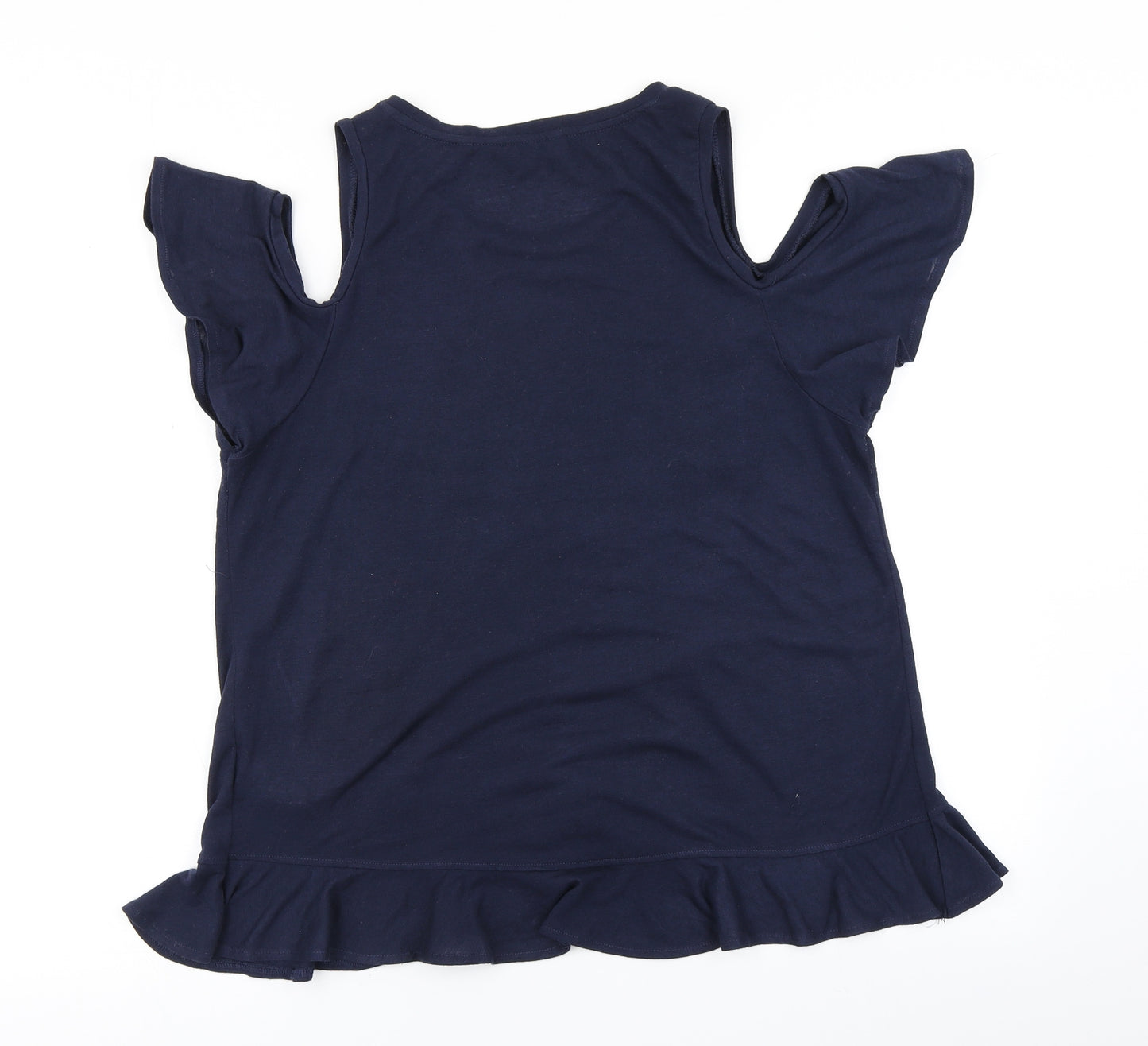 NEXT Womens Blue   Basic T-Shirt Size 14  - Cold Shoulder