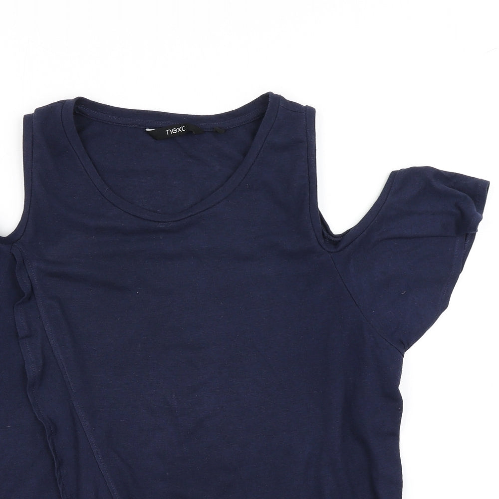 NEXT Womens Blue   Basic T-Shirt Size 14  - Cold Shoulder