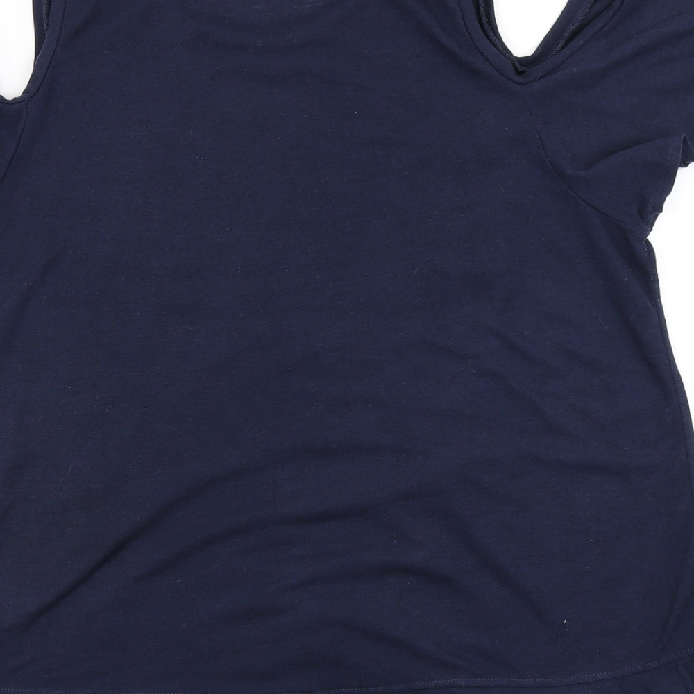 NEXT Womens Blue   Basic T-Shirt Size 14  - Cold Shoulder
