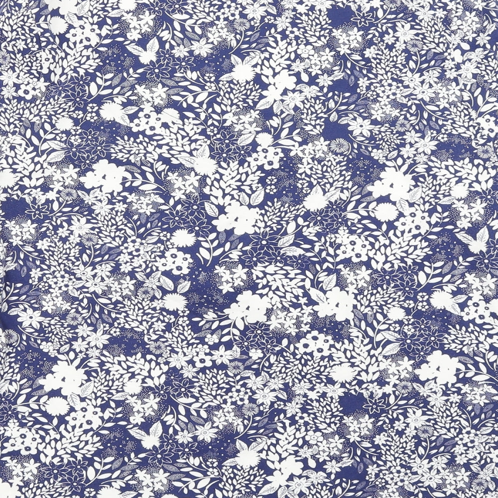 Laura Ashley Womens Blue Floral  Basic T-Shirt Size 14
