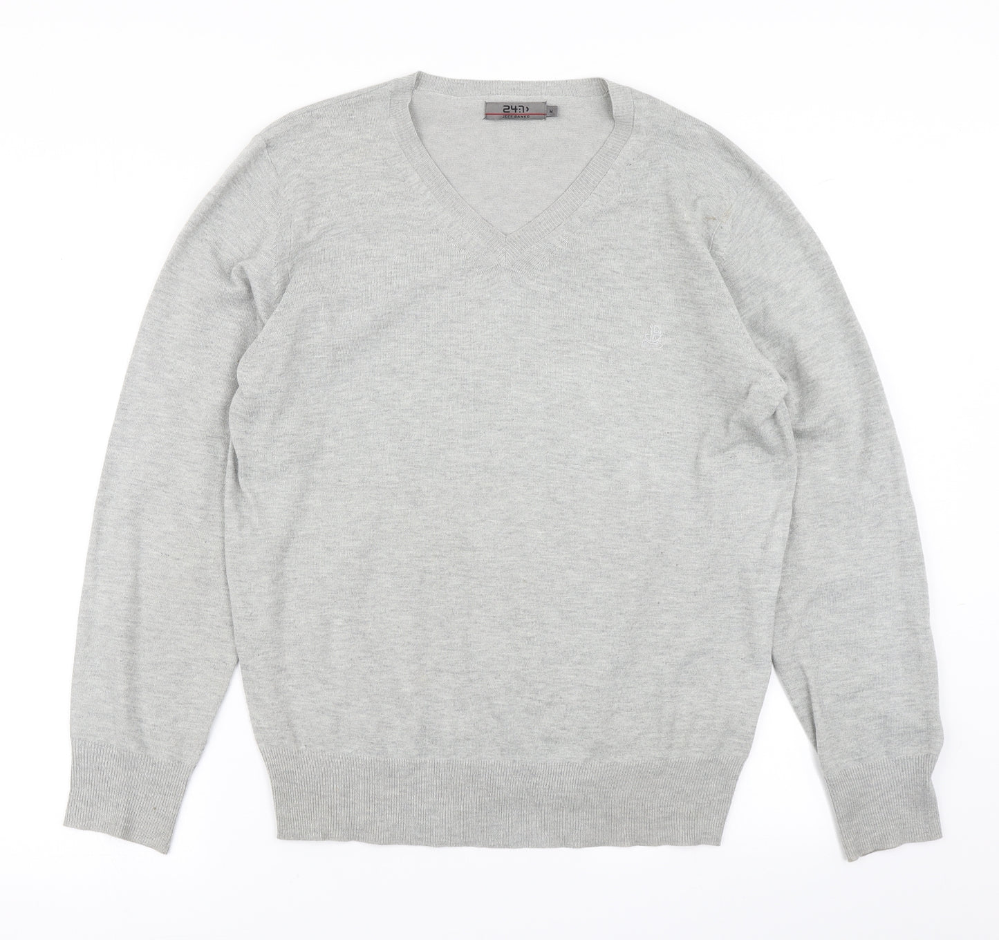 24:7 Mens Grey  Knit Pullover Jumper Size M