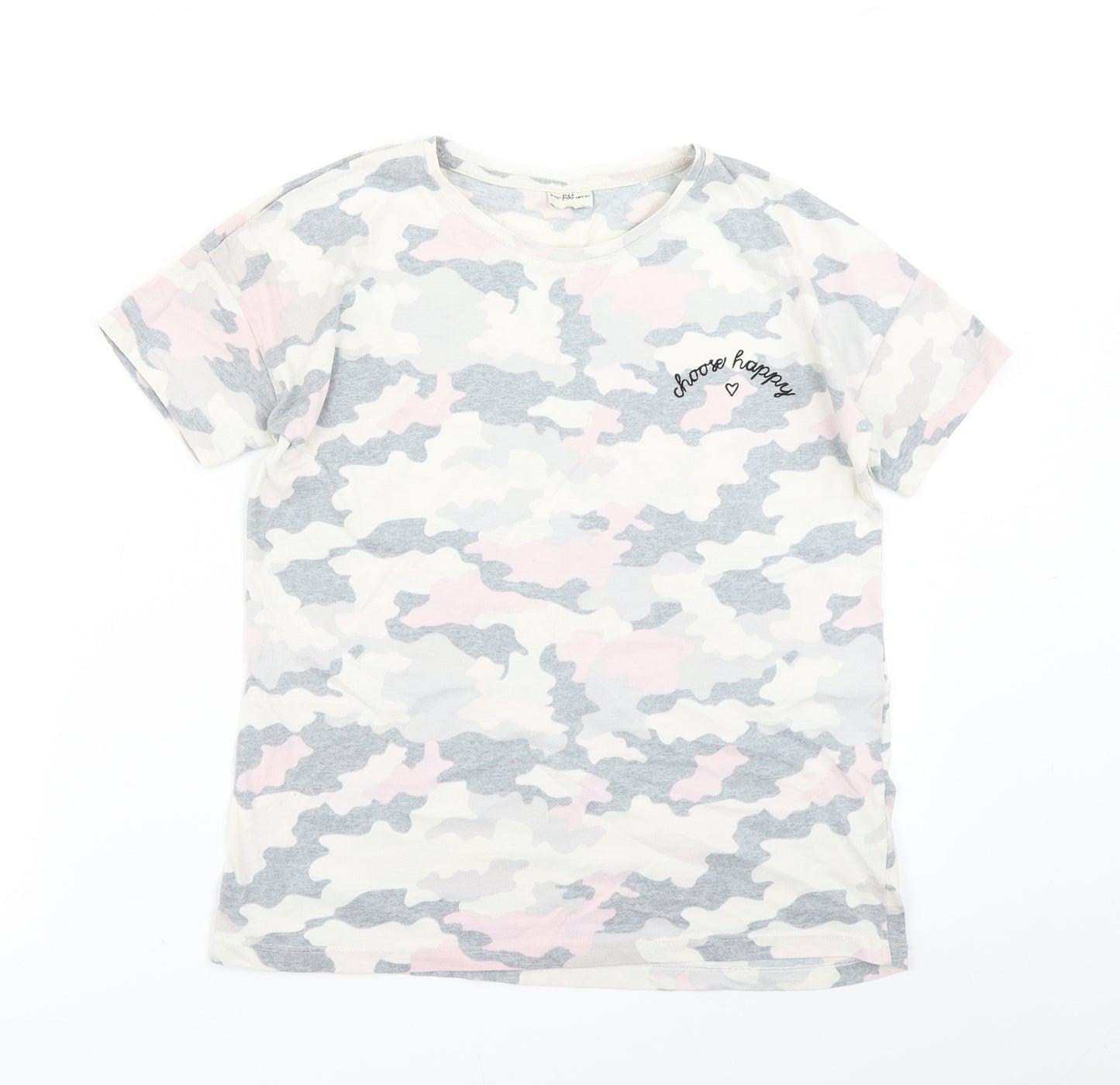 F&F Girls Grey Camouflage  Basic T-Shirt Size 11-12 Years