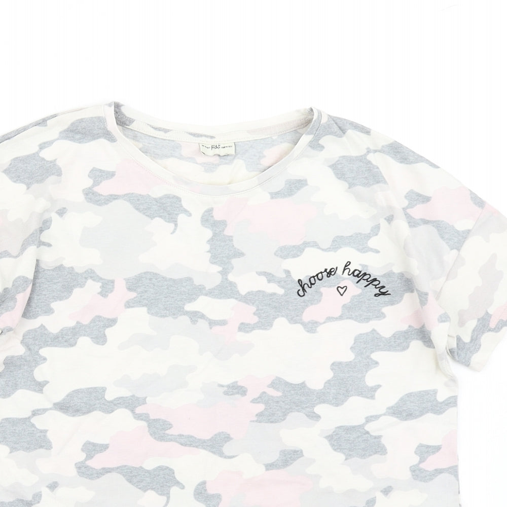 F&F Girls Grey Camouflage  Basic T-Shirt Size 11-12 Years