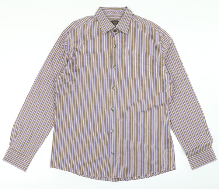 NEXT Mens Purple Striped   Button-Up Size L
