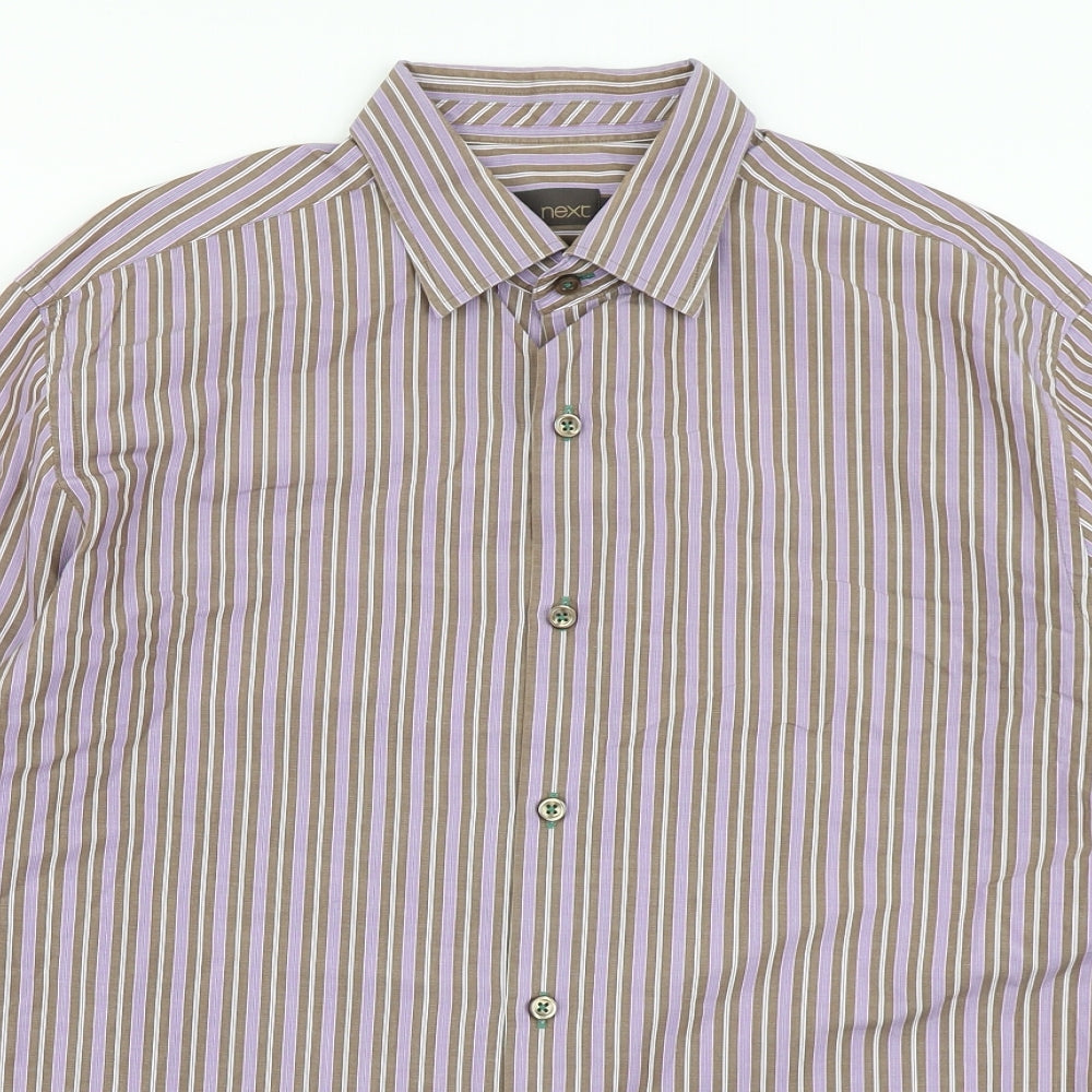 NEXT Mens Purple Striped   Button-Up Size L