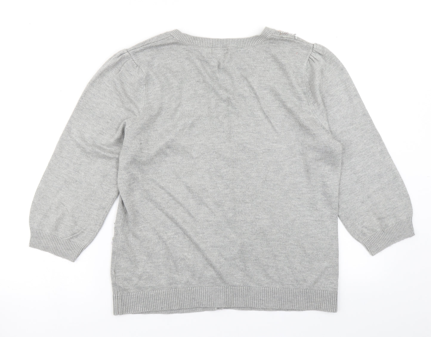 Per Una Womens Grey  Knit Cardigan Jumper Size 14