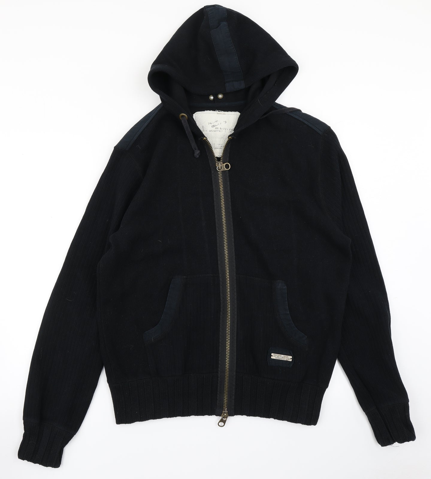 Genuine Raw Mens Black   Full Zip Hoodie Size L