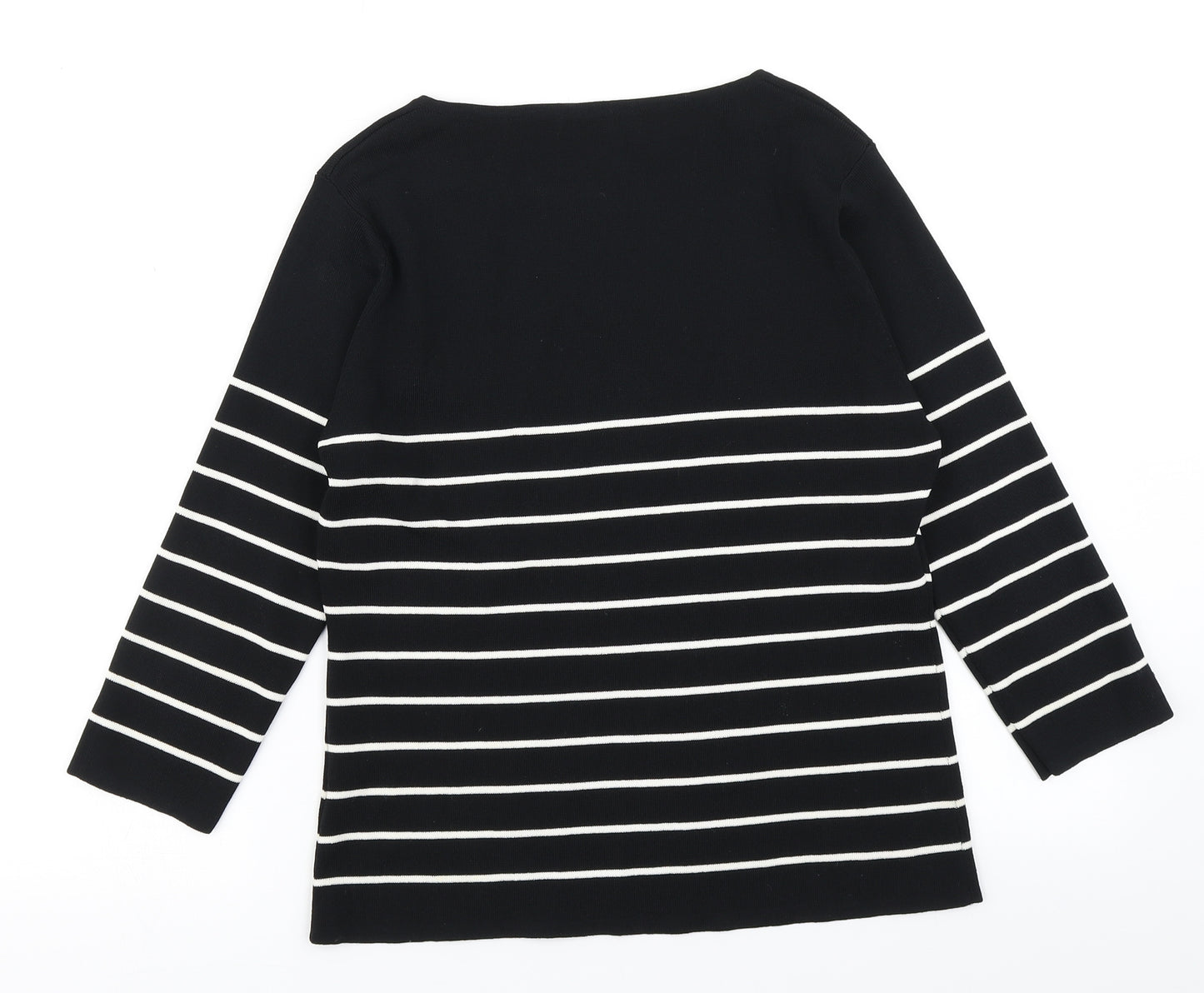 Debbie Morgan Womens Black Striped  Basic T-Shirt Size M