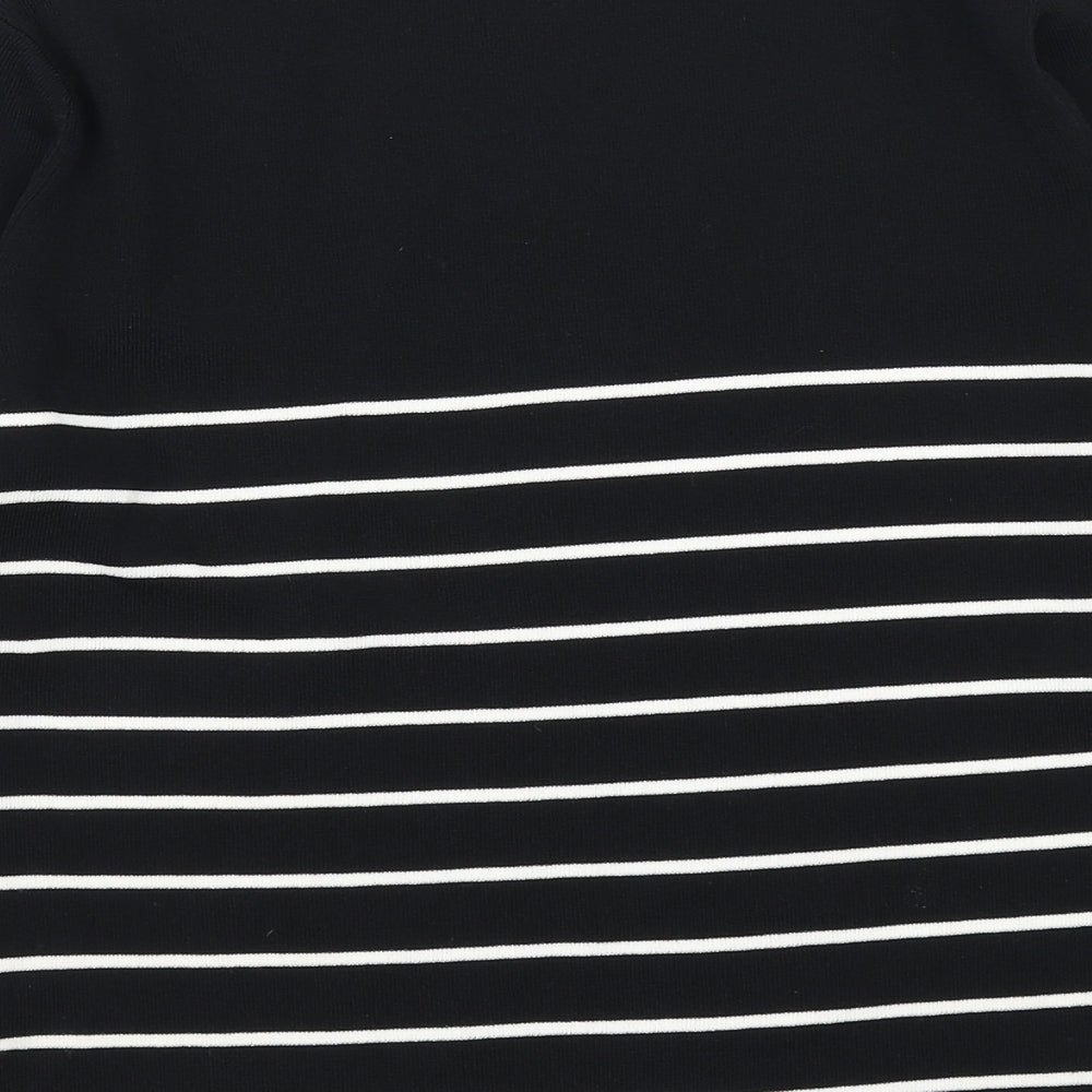 Debbie Morgan Womens Black Striped  Basic T-Shirt Size M