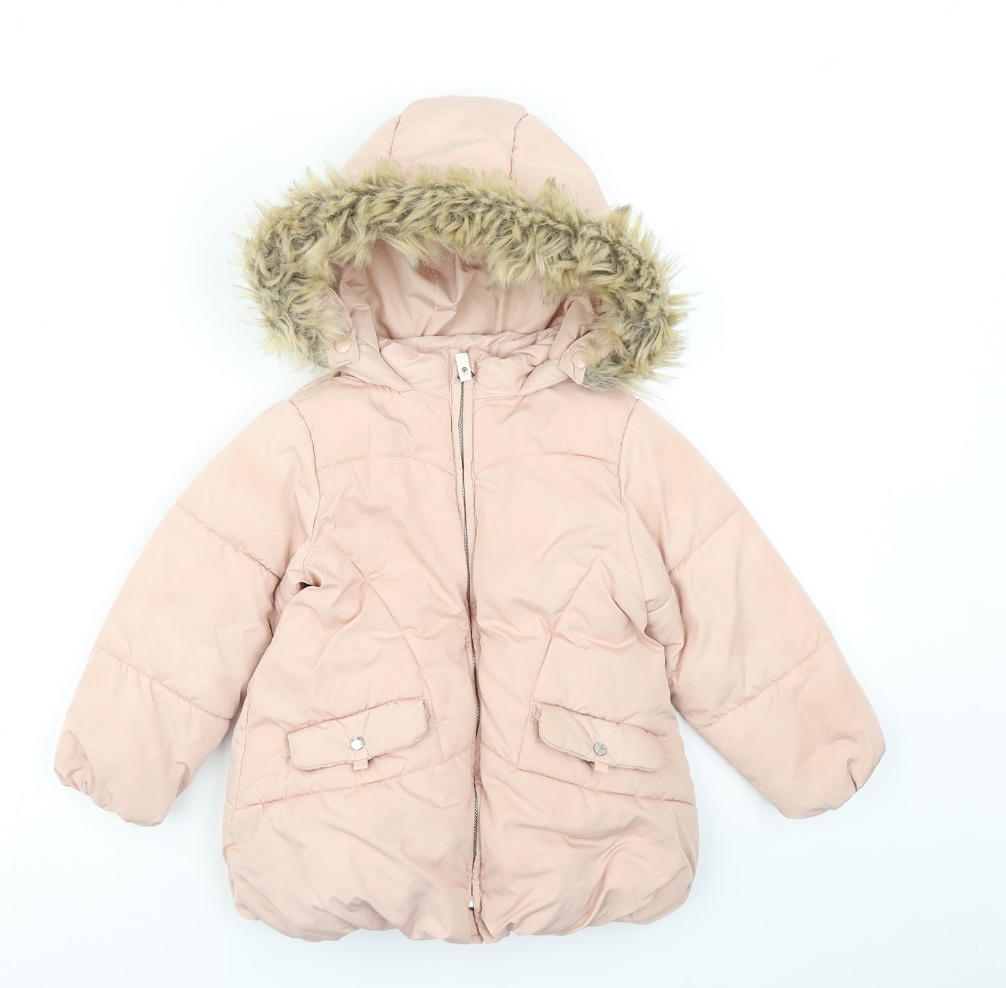 Zara Girls Pink   Parka Coat Size 3-4 Years