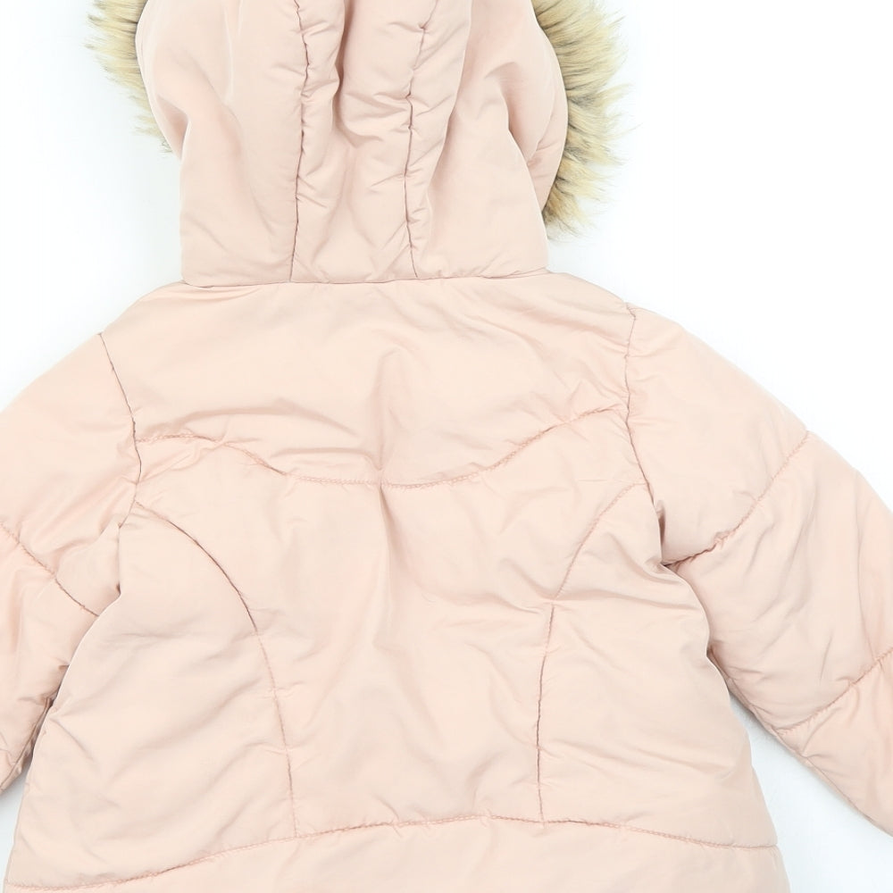 Zara Girls Pink   Parka Coat Size 3-4 Years
