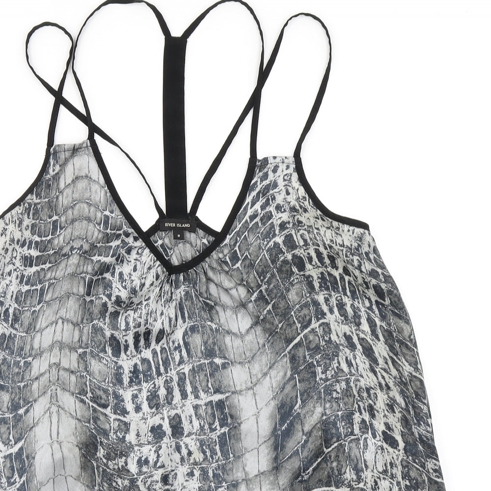 River Island Womens Grey Animal Print  Camisole Blouse Size 8