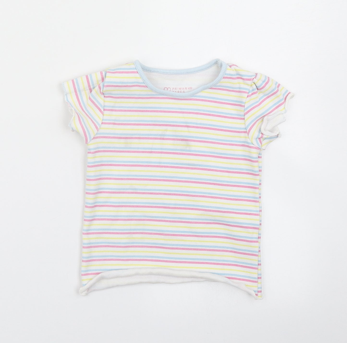 Primark Girls Yellow Striped  Basic T-Shirt Size 18-24 Months