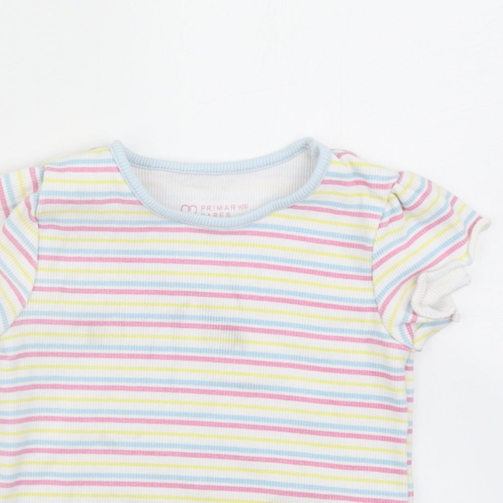 Primark Girls Yellow Striped  Basic T-Shirt Size 18-24 Months