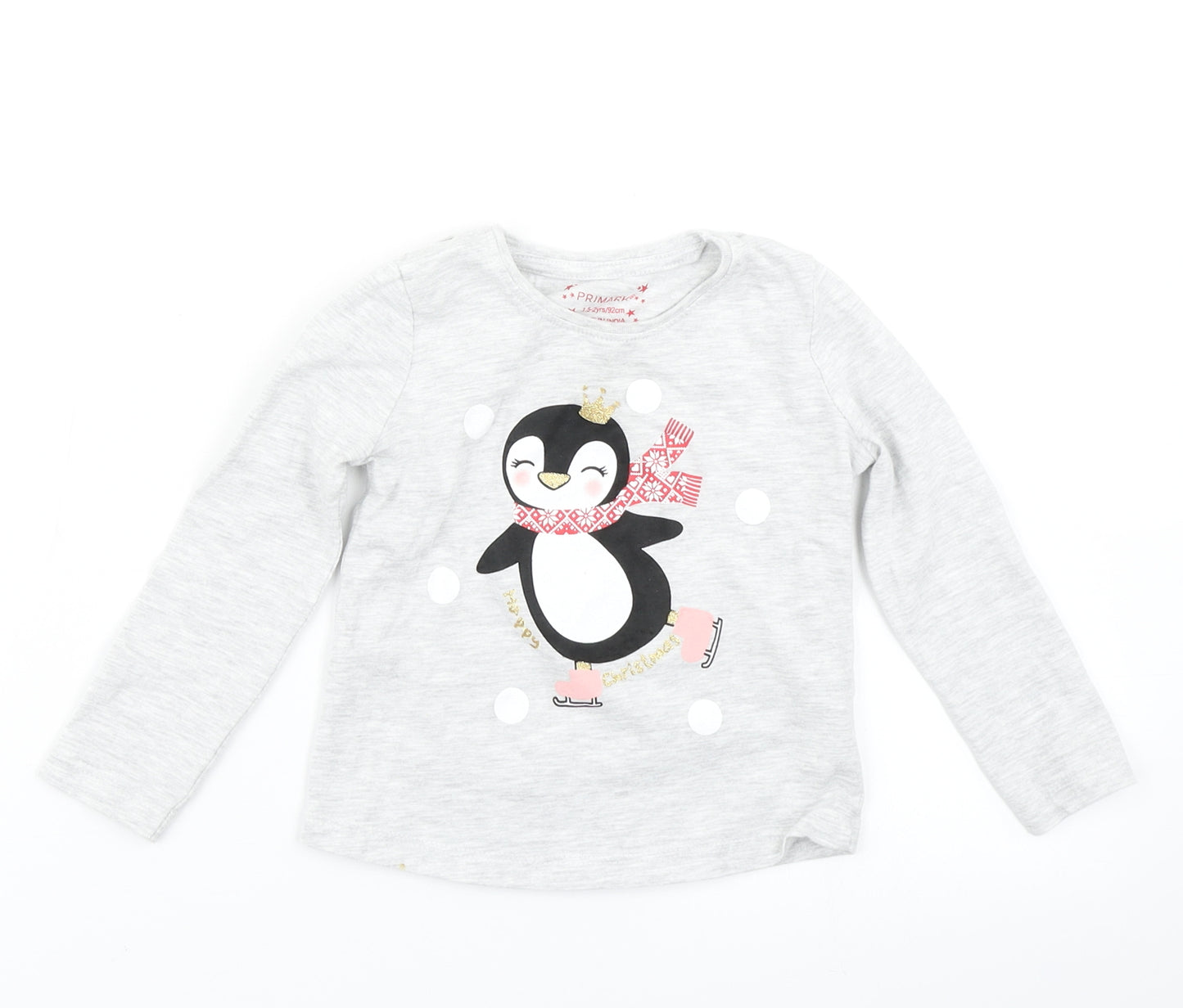 Primark Girls Grey   Basic T-Shirt Size 18-24 Months  - Christmas Tshirt