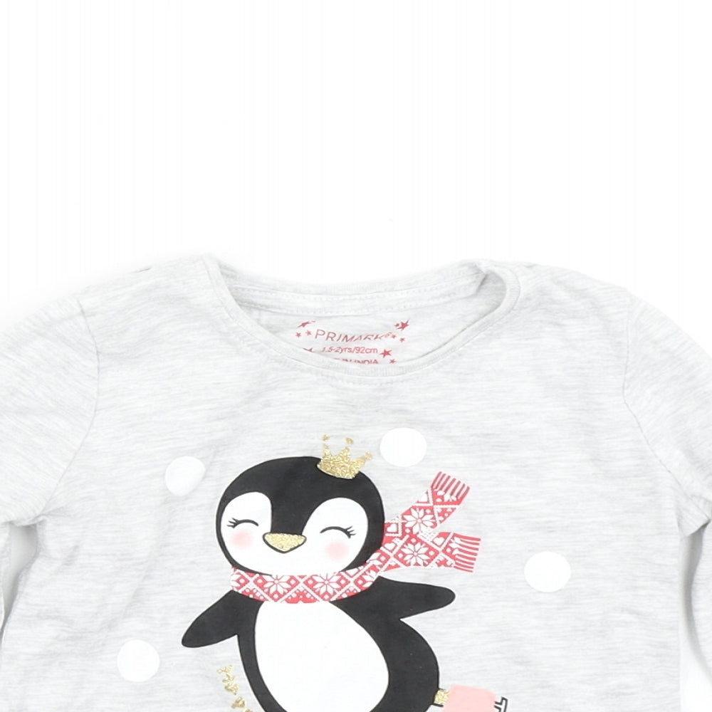 Primark Girls Grey   Basic T-Shirt Size 18-24 Months  - Christmas Tshirt