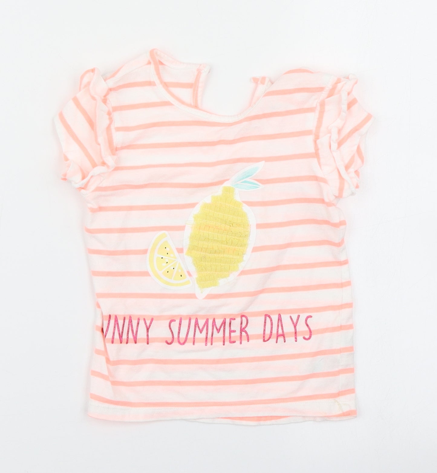 Primark Girls Orange Striped  Basic T-Shirt Size 18-24 Months