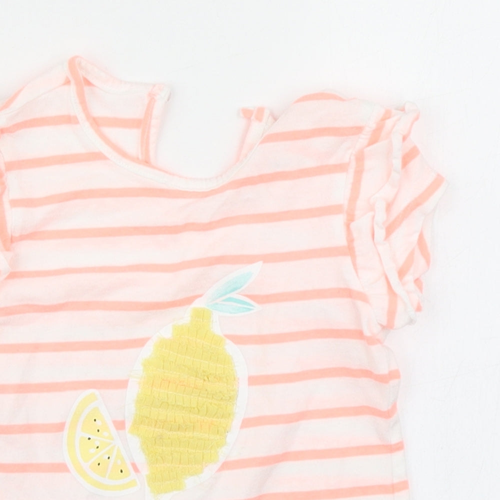 Primark Girls Orange Striped  Basic T-Shirt Size 18-24 Months