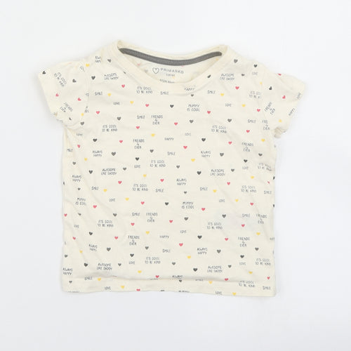 Primark Girls Ivory Polka Dot  Basic T-Shirt Size 9-12 Months