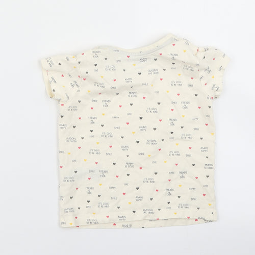Primark Girls Ivory Polka Dot  Basic T-Shirt Size 9-12 Months