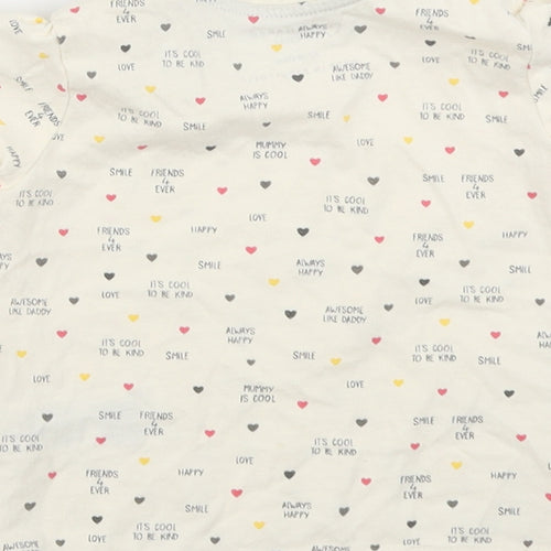 Primark Girls Ivory Polka Dot  Basic T-Shirt Size 9-12 Months