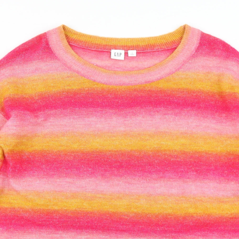 Gap Womens Pink Striped Knit Pullover Jumper Size L