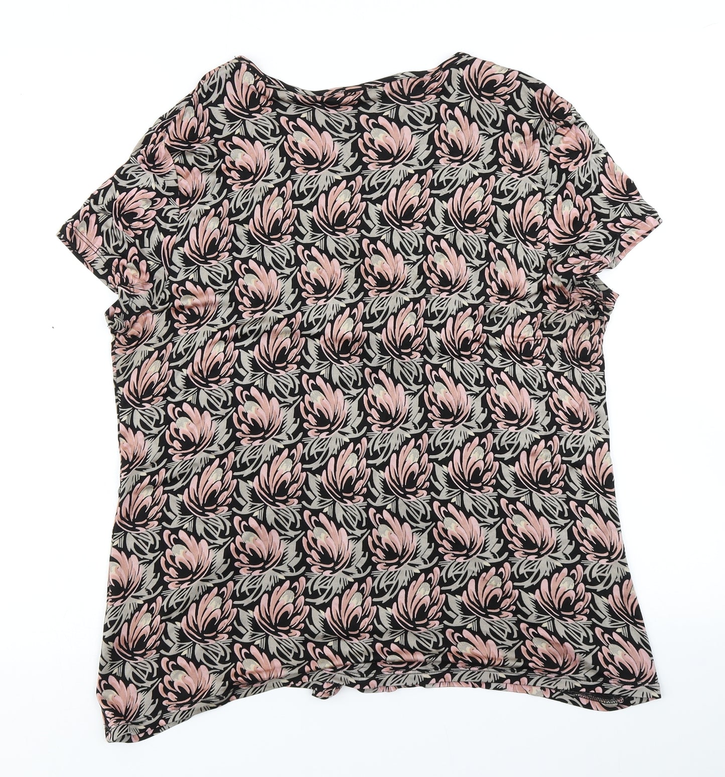 BM Womens Black Floral  Basic Blouse Size L