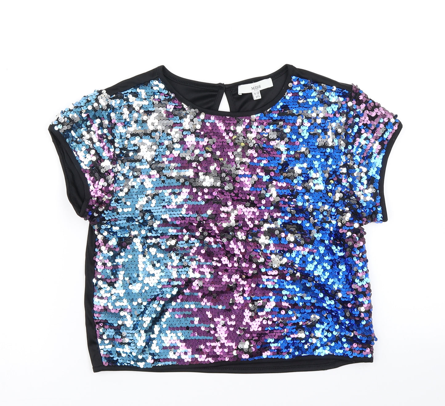 Miss Evie Girls Black   Basic Blouse Size 11-12 Years