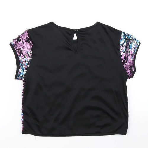 Miss Evie Girls Black   Basic Blouse Size 11-12 Years