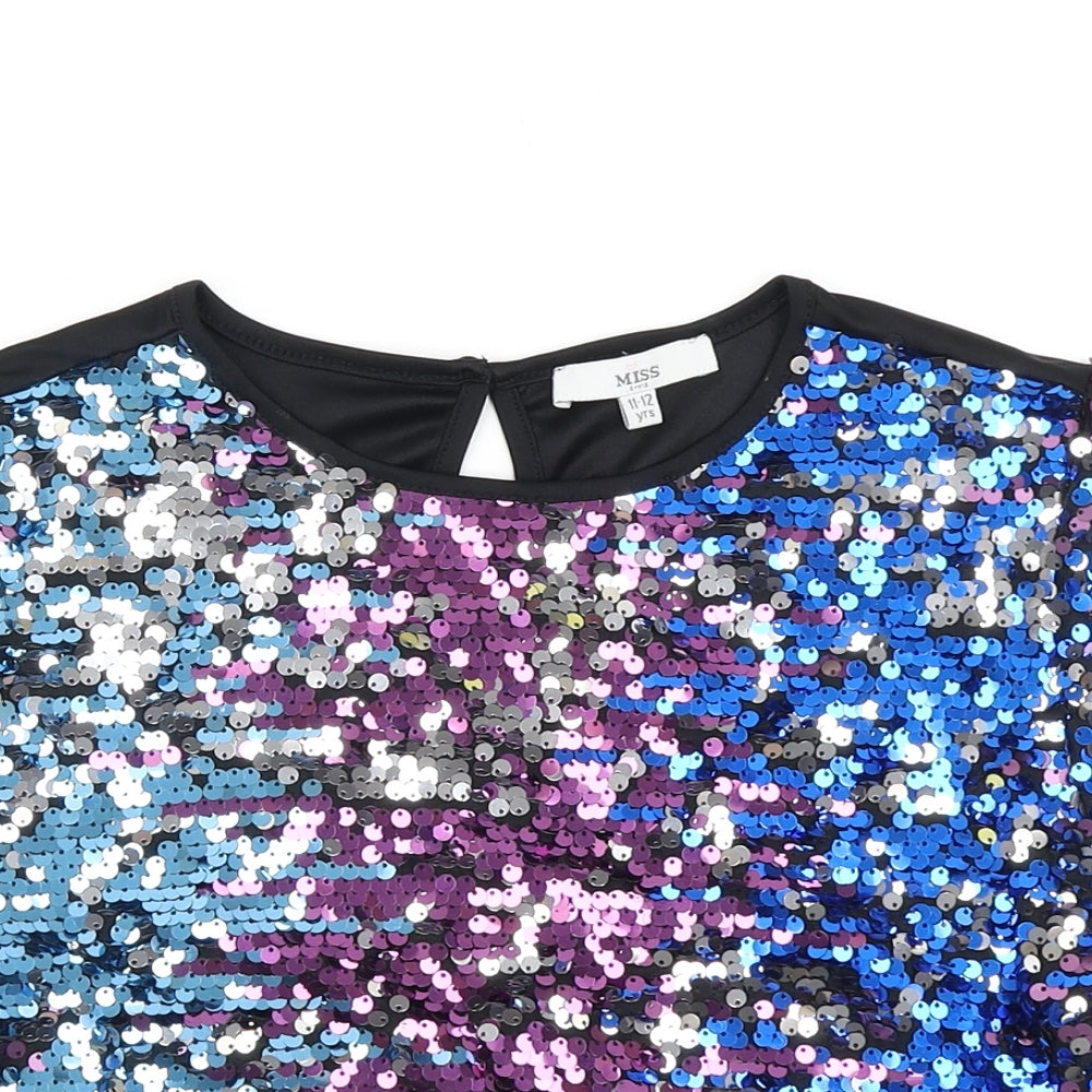 Miss Evie Girls Black   Basic Blouse Size 11-12 Years