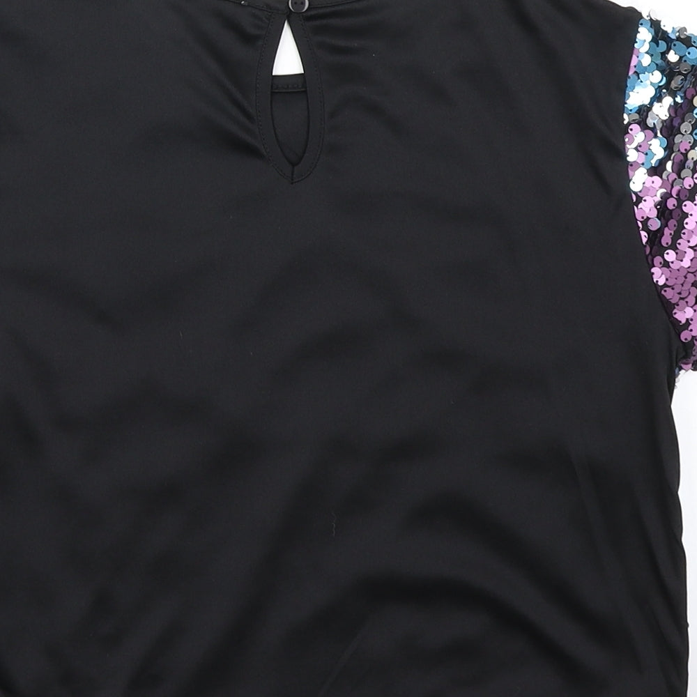 Miss Evie Girls Black   Basic Blouse Size 11-12 Years
