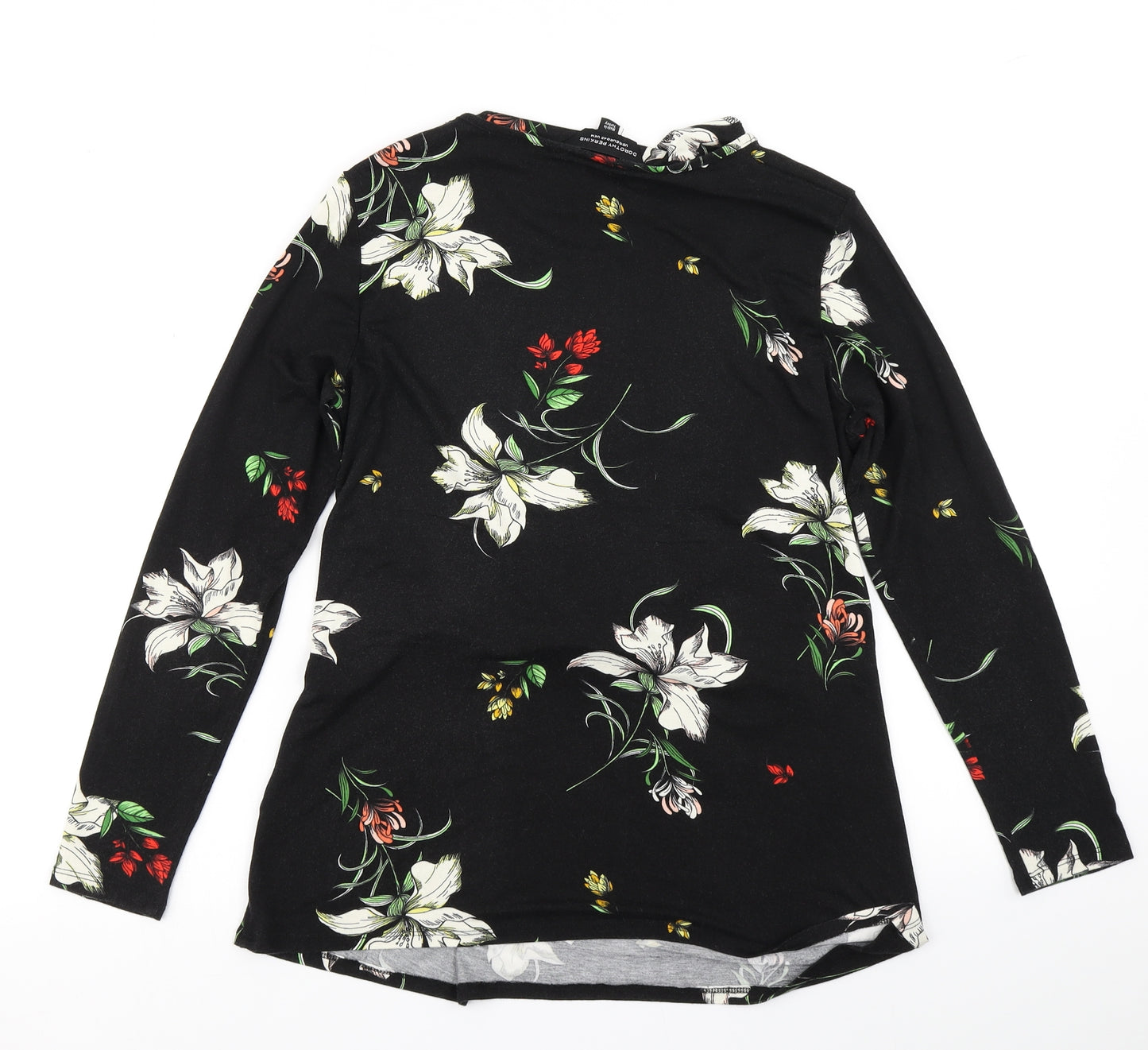 Dorothy Perkins Womens Black Floral  Basic T-Shirt Size 14
