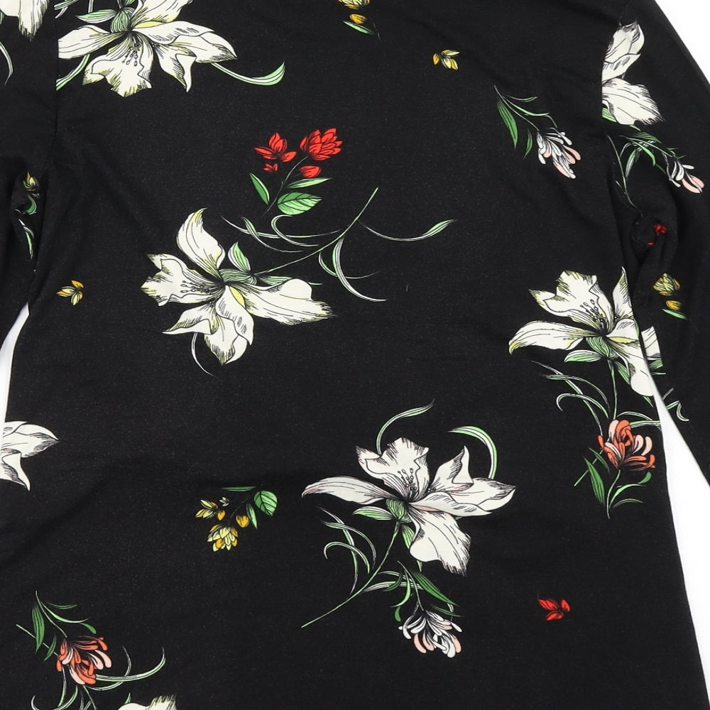 Dorothy Perkins Womens Black Floral  Basic T-Shirt Size 14