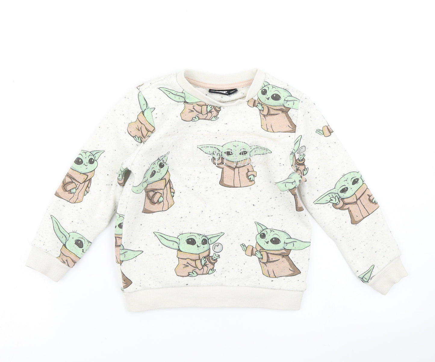 Primark Boys Beige   Pullover Sweatshirt Size 3-4 Years  - Star Wars The Mandalorian