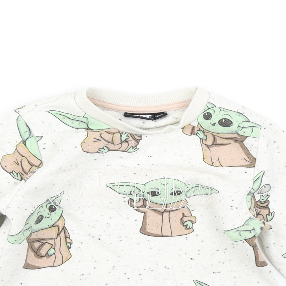 Primark Boys Beige   Pullover Sweatshirt Size 3-4 Years  - Star Wars The Mandalorian