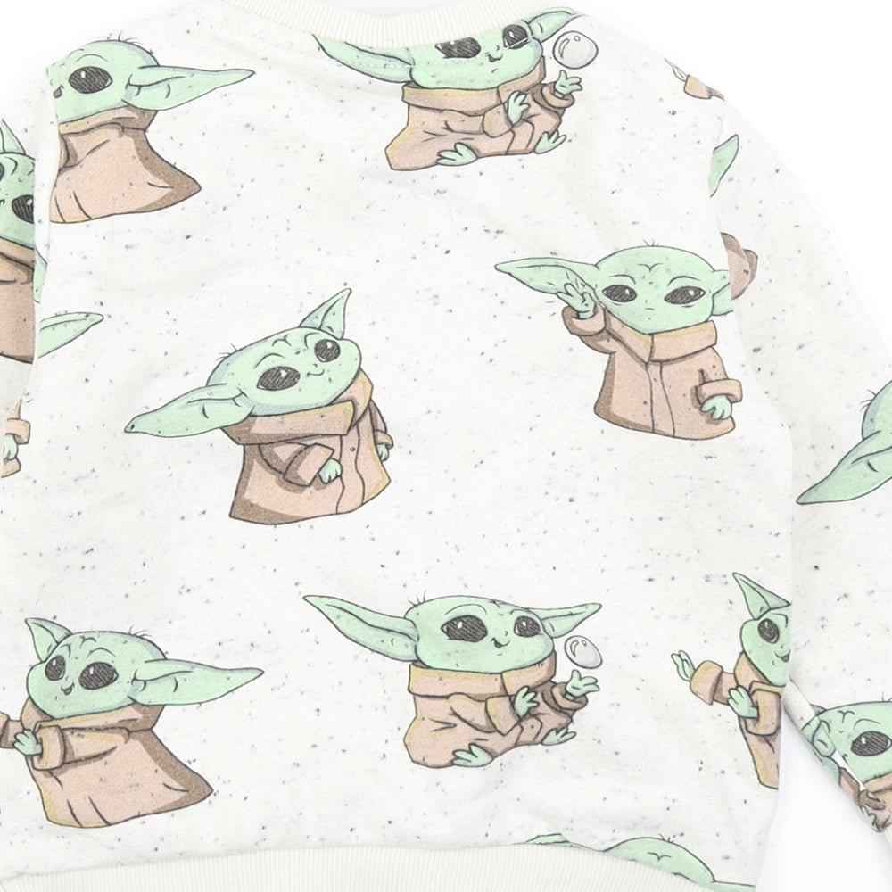 Primark Boys Beige   Pullover Sweatshirt Size 3-4 Years  - Star Wars The Mandalorian