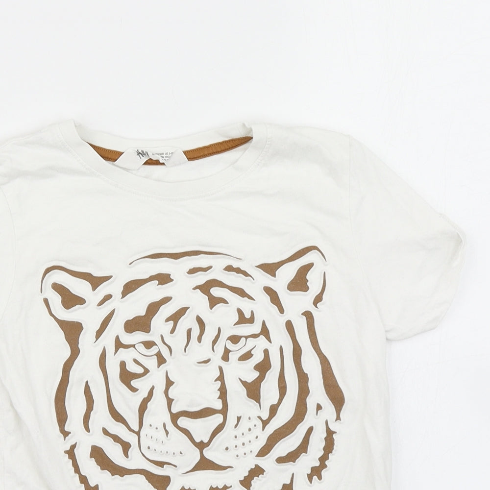 H&M Girls White   Basic T-Shirt Size 7-8 Years