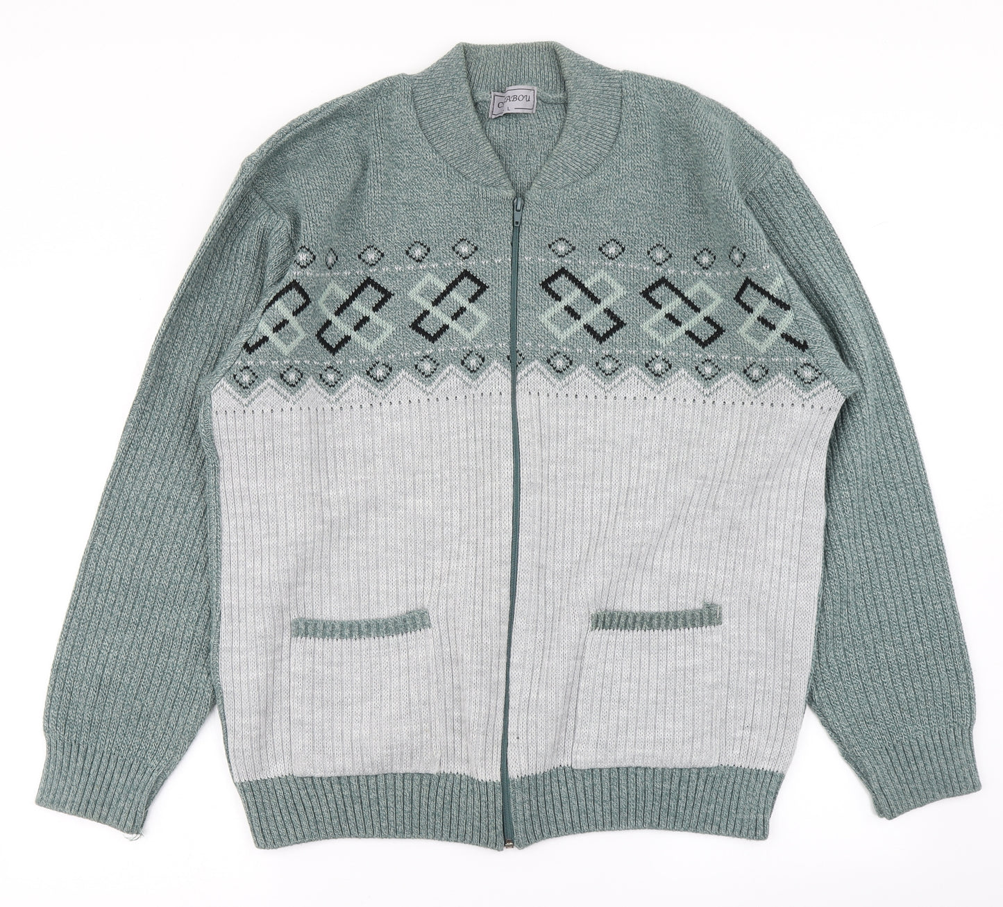 Carabou Mens Green  Knit Cardigan Jumper Size L