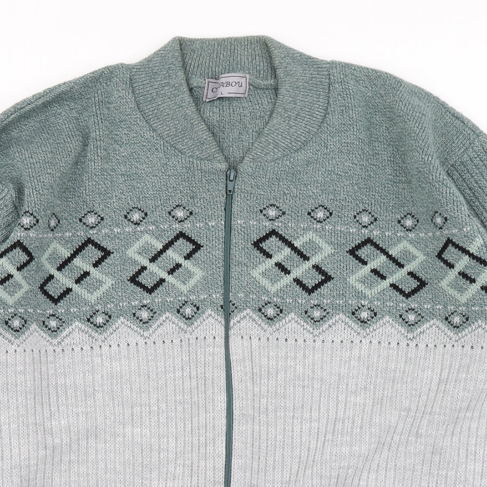 Carabou Mens Green  Knit Cardigan Jumper Size L