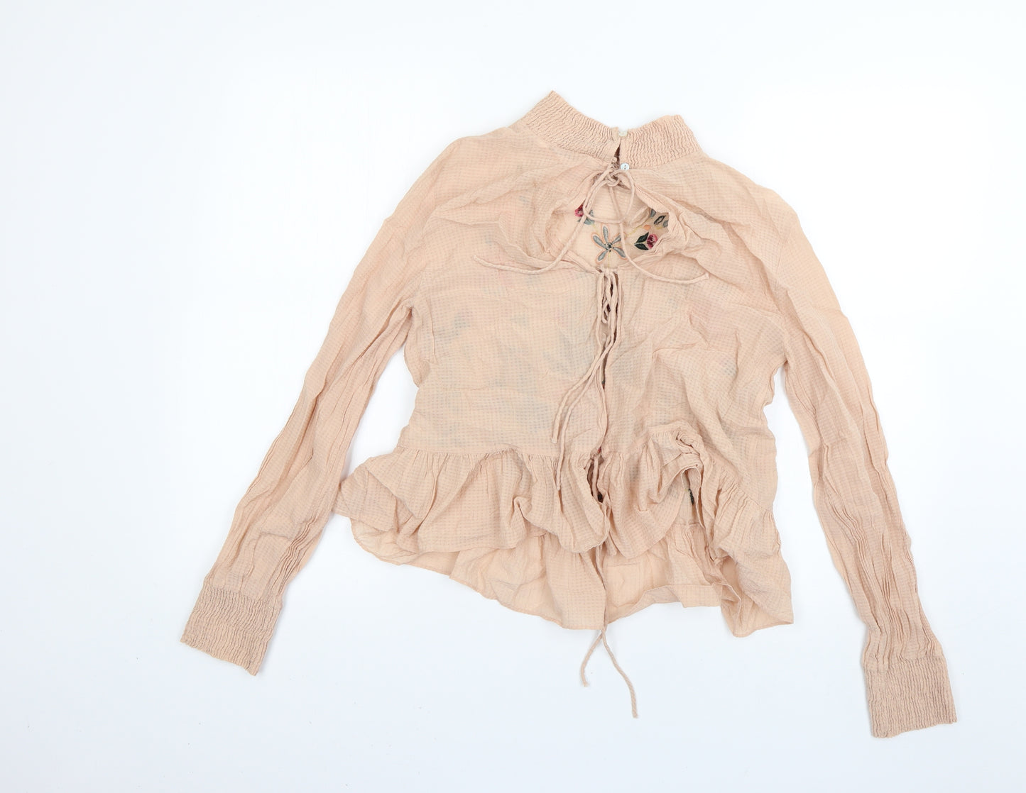 Zara Womens Beige Floral  Basic Blouse Size XS