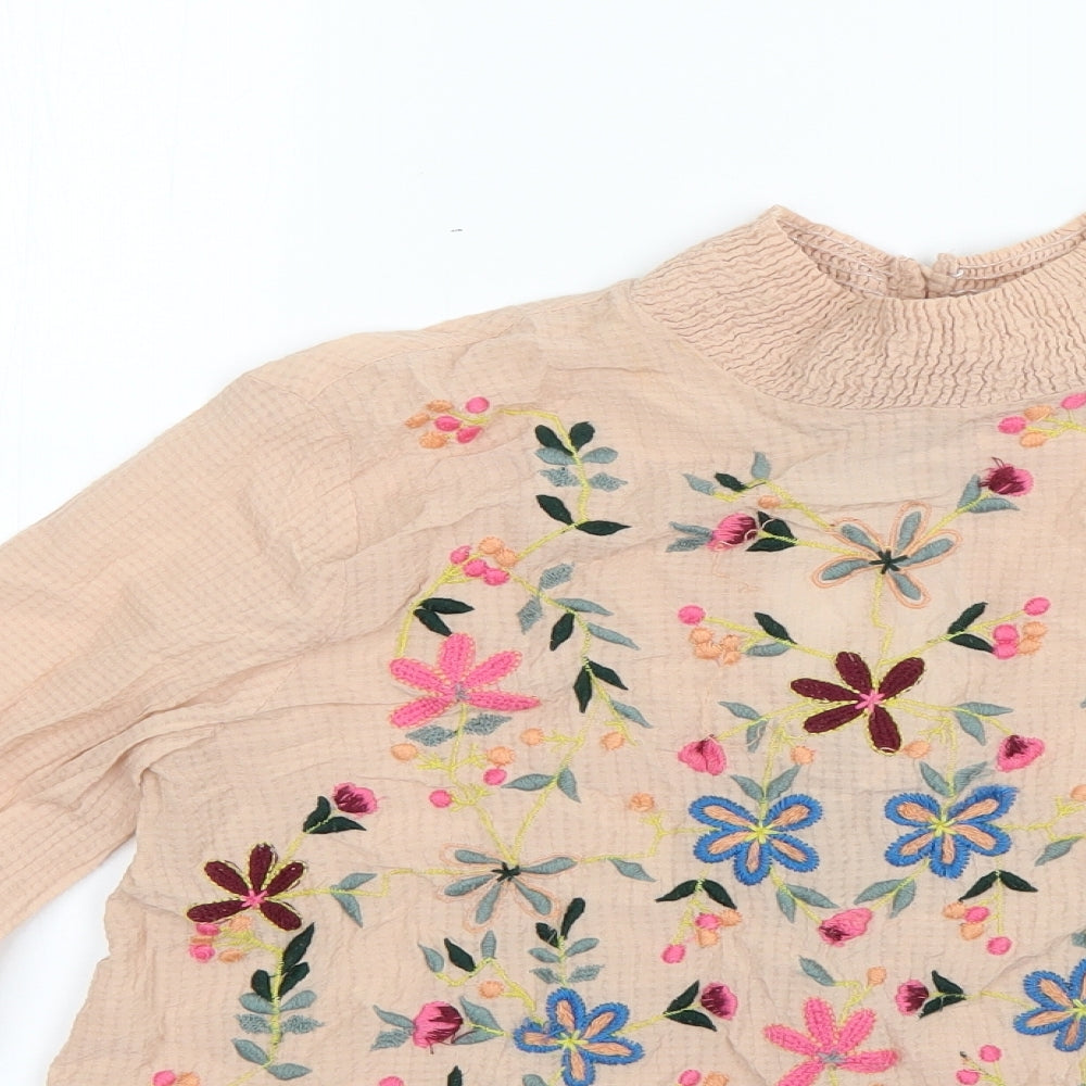 Zara Womens Beige Floral  Basic Blouse Size XS
