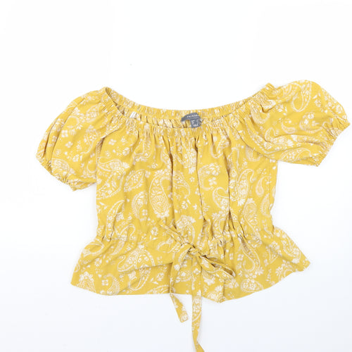 Primark Womens Yellow Geometric  Basic Blouse Size 6