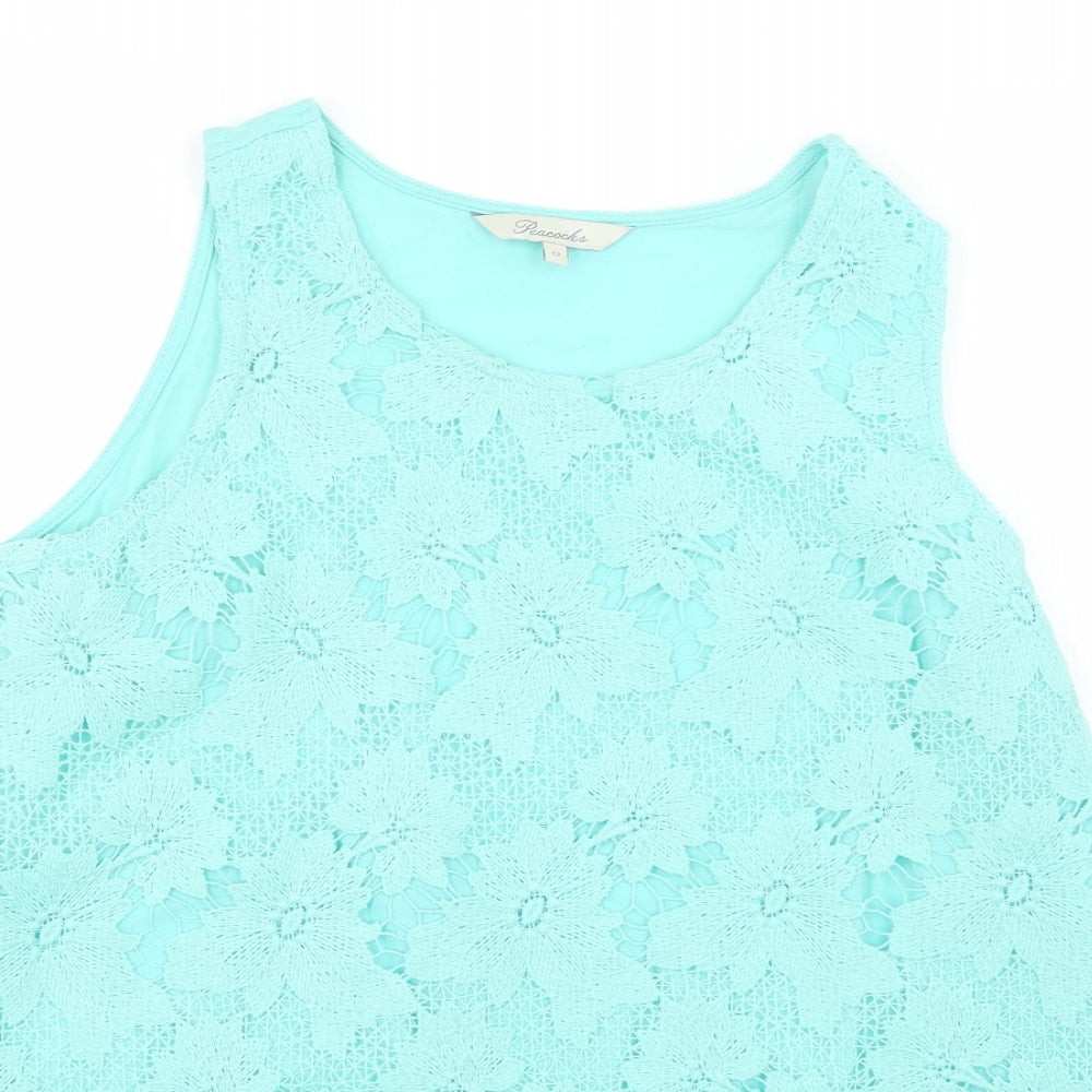 Peacocks Womens Green   Basic T-Shirt Size 12