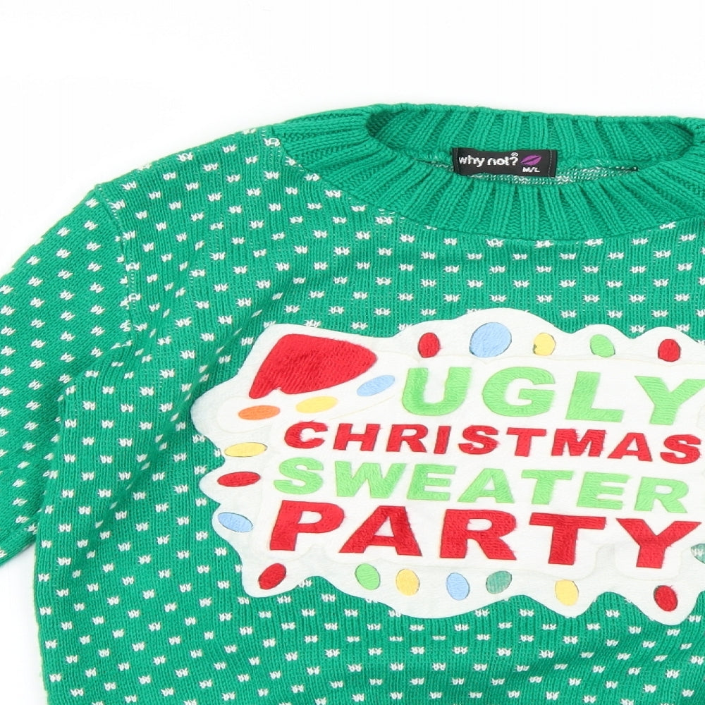 why not Womens Multicoloured Geometric  Pullover Jumper Size M  - Christmas