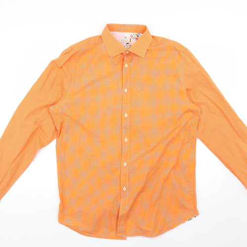 koike Mens Orange Floral   Dress Shirt Size 43