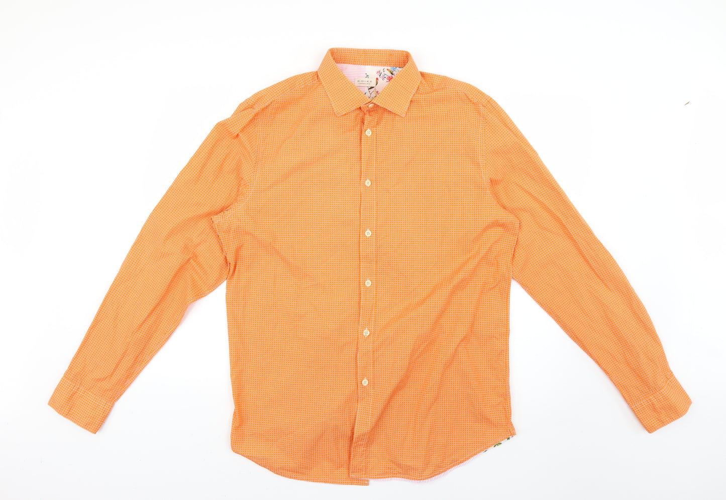 koike Mens Orange Floral   Dress Shirt Size 43
