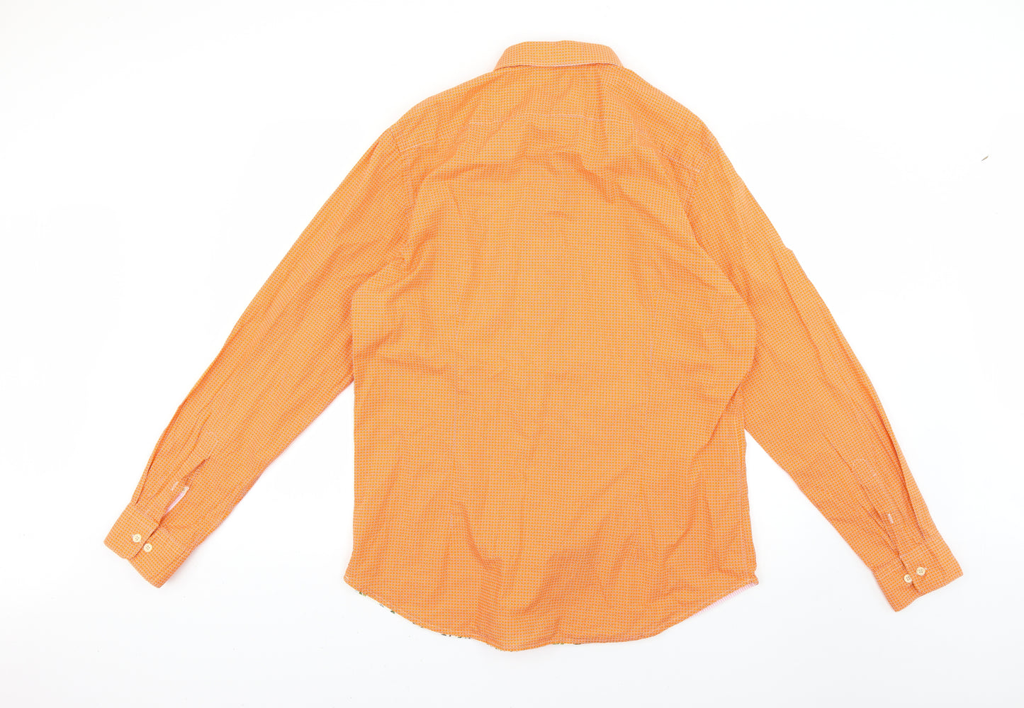koike Mens Orange Floral   Dress Shirt Size 43