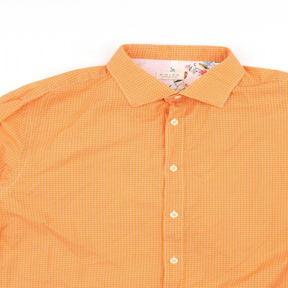 koike Mens Orange Floral   Dress Shirt Size 43
