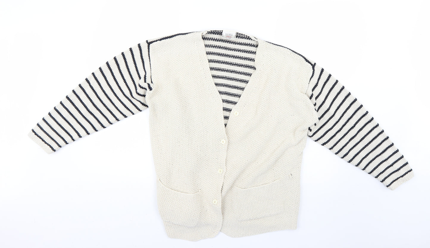 NEXT Womens Beige Striped  Cardigan Jumper Size L